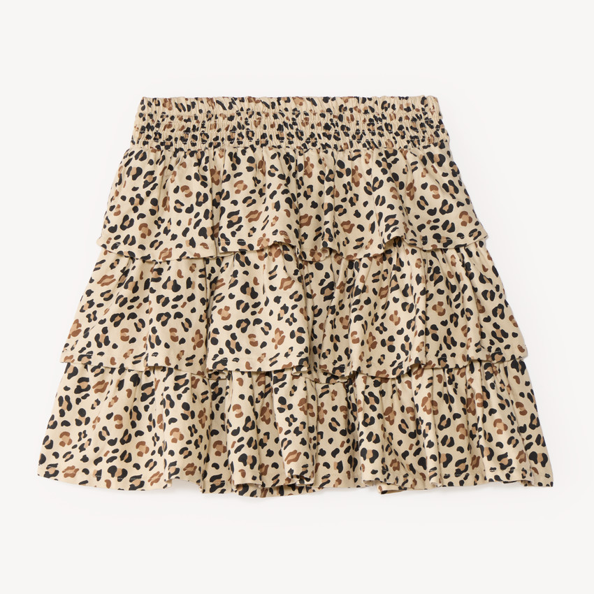 Falda de niña con volantes estampada de leopardo 