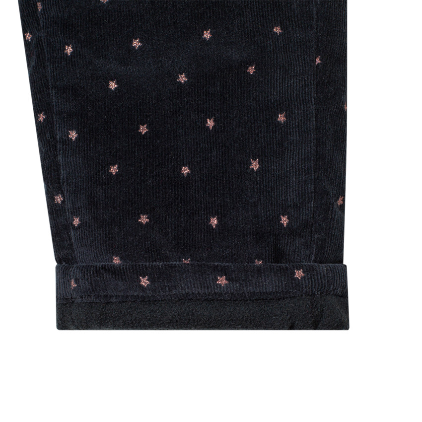 Pantalón de terciopelo con forro polar y estampado gráfico 