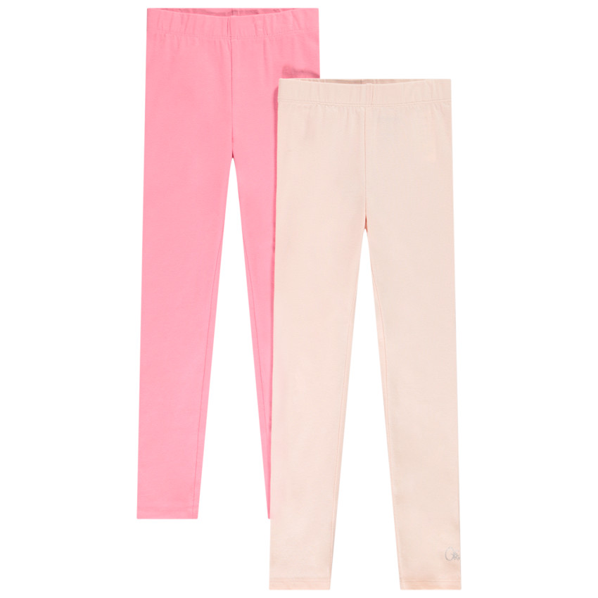 Lot de 2 leggings unis en jersey fille 