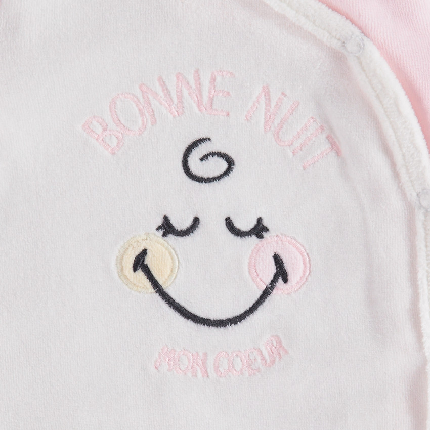 Pijama de terciopelo bicolor con Smiley Gilr bordada 