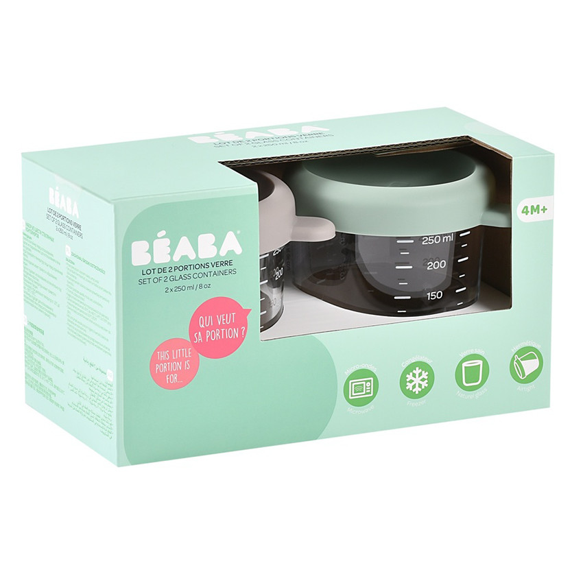 Pack de 2 tarros de conservación de vidrio de 250 ml en color verde salvia Gazelle 