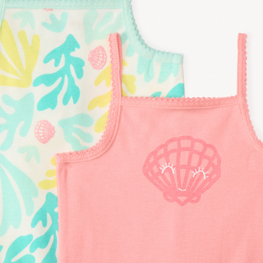 Conjunto de 5 bodies sin mangas con estampado de playa para niña. 