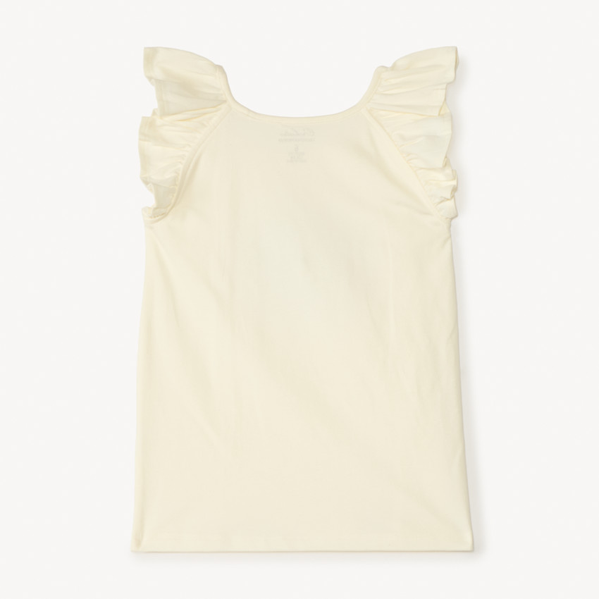 Camiseta sin mangas con detalles fantasía y flores de lentejuelas para niña 