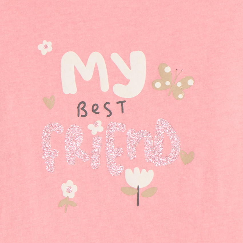 Camiseta de manga corta con print brillante y divertido para bebé niña 