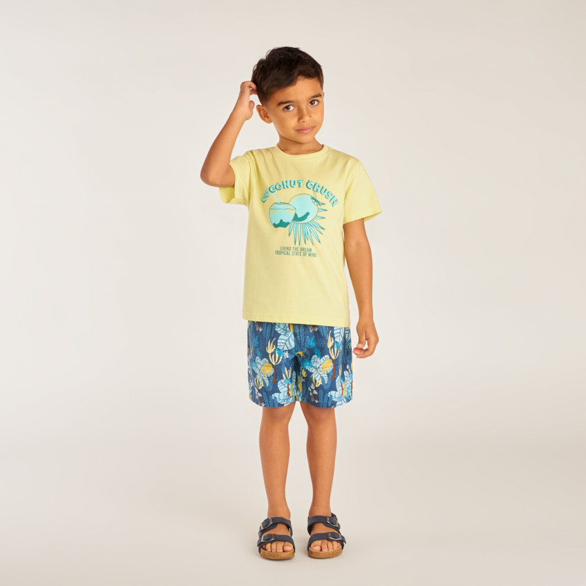Camiseta de manga corta estampada con coco para niño 