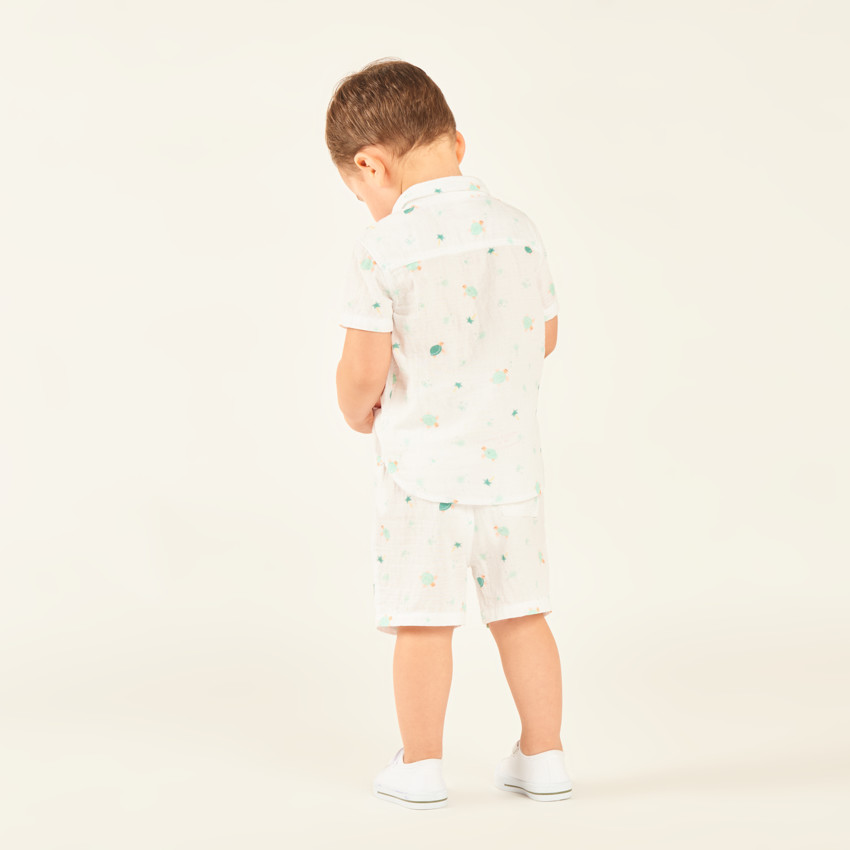 Conjunto de 2 piezas: camisa + pantalones cortos con estampado de tortugas para bebé niño. 