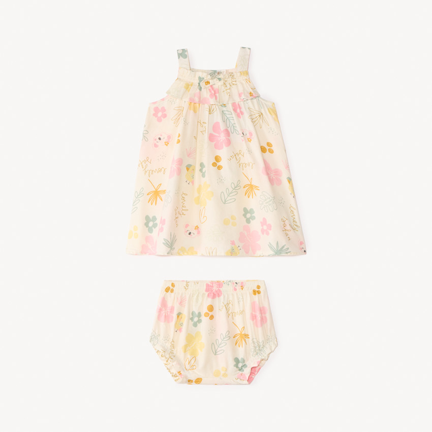 Conjunto de 2 piezas con vestido + bombacho de estampado de koala para niña. 