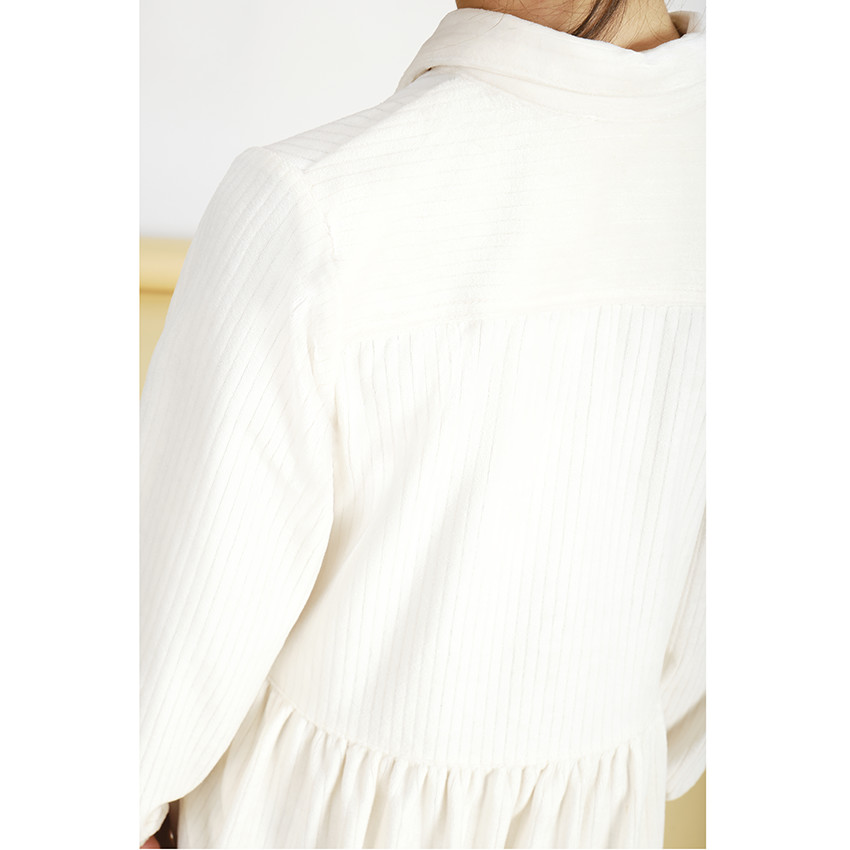 Vestido camisero de pana de manga larga para niña 