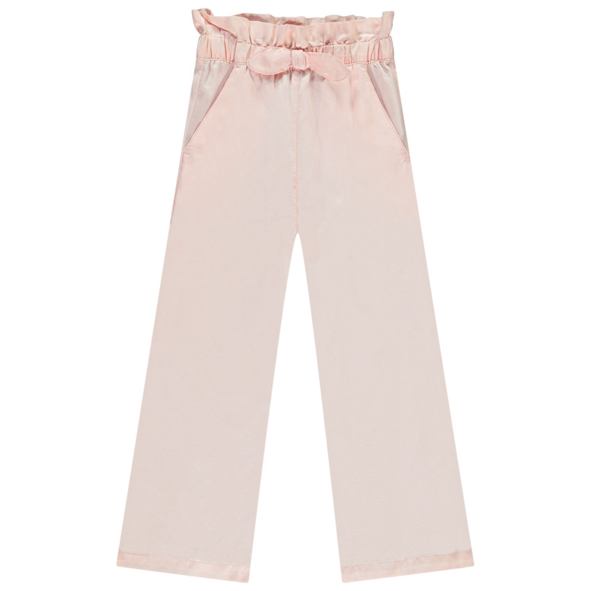 Pantalón ancho corte paper bag con lazo para niña 