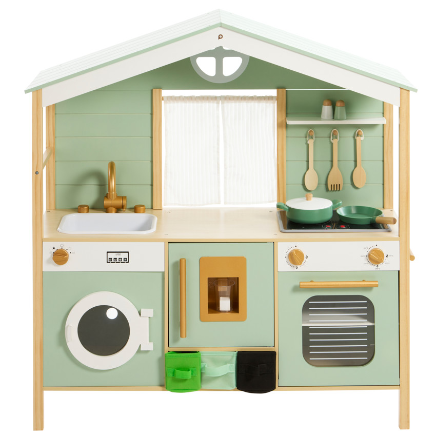 Cocina completa con accesorios de madera 