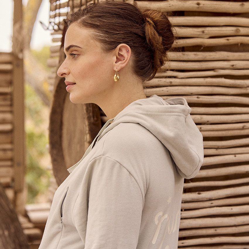 Sudadera de embarazo y lactancia con cremallera y parches de bucle 