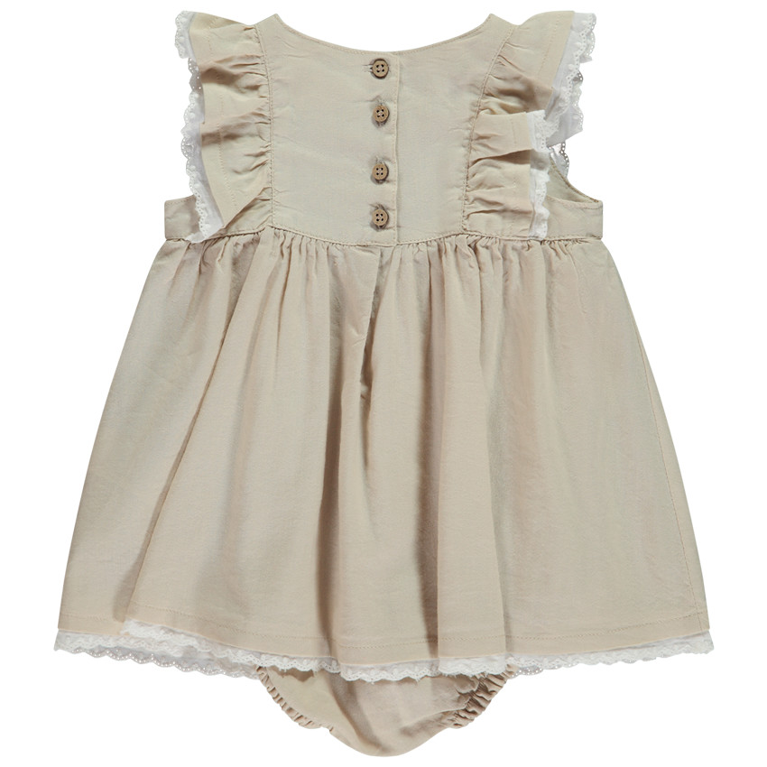 Vestido body con mangas acampanadas y bordado de la Torre Eiffel para bebé niña 