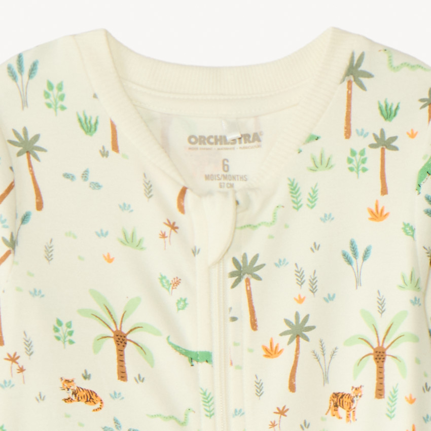 Pijama ligero de manga larga con estampado tropical para bebé niño. 