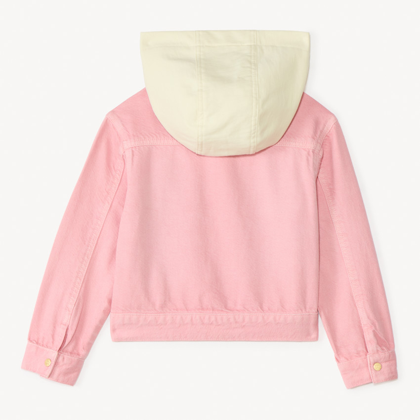 Chaqueta de mezclilla con capucha desmontable para niña. 