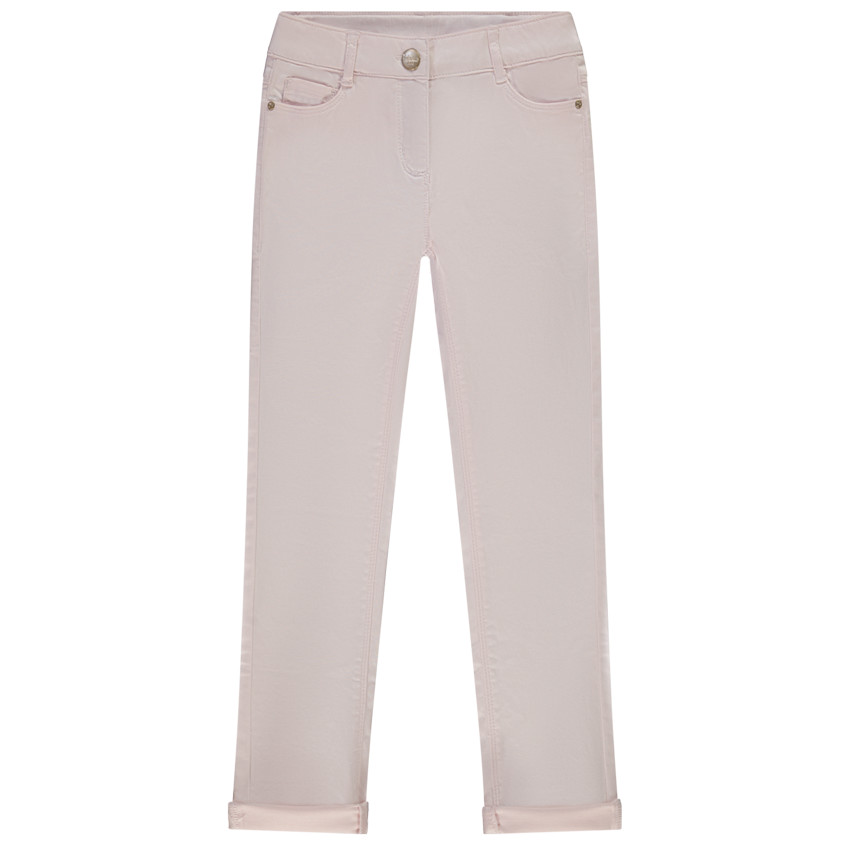 Pantalón slim en sarga lisa para niña 