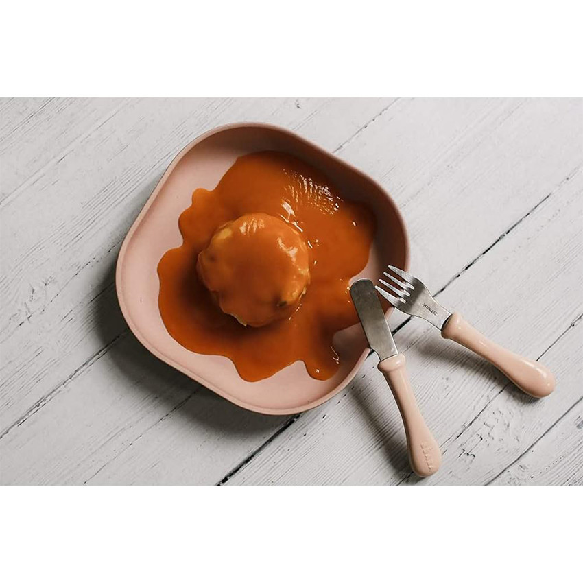 Plato de silicona con ventosa rosa 