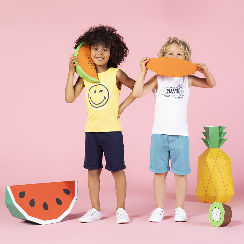 Bermudas de felpa unicolor con cintura elástica para niño  Additional Bermudas de felpa unicolor con cintura elástica para niño