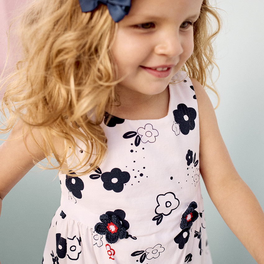 Vestido sin mangas estampado flores para bebé niña 