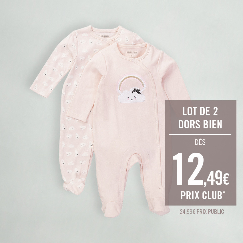 Juego de 2 pijamas de algodón ecológico con nubes estampadas 