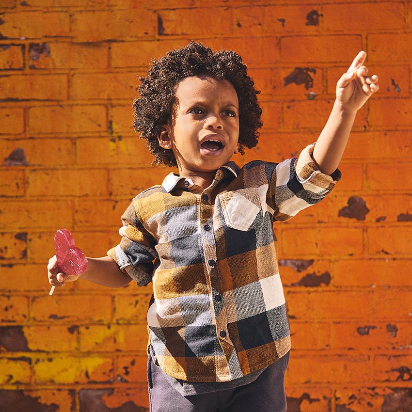 Camisa de cuadros de manga larga para bebé niño 