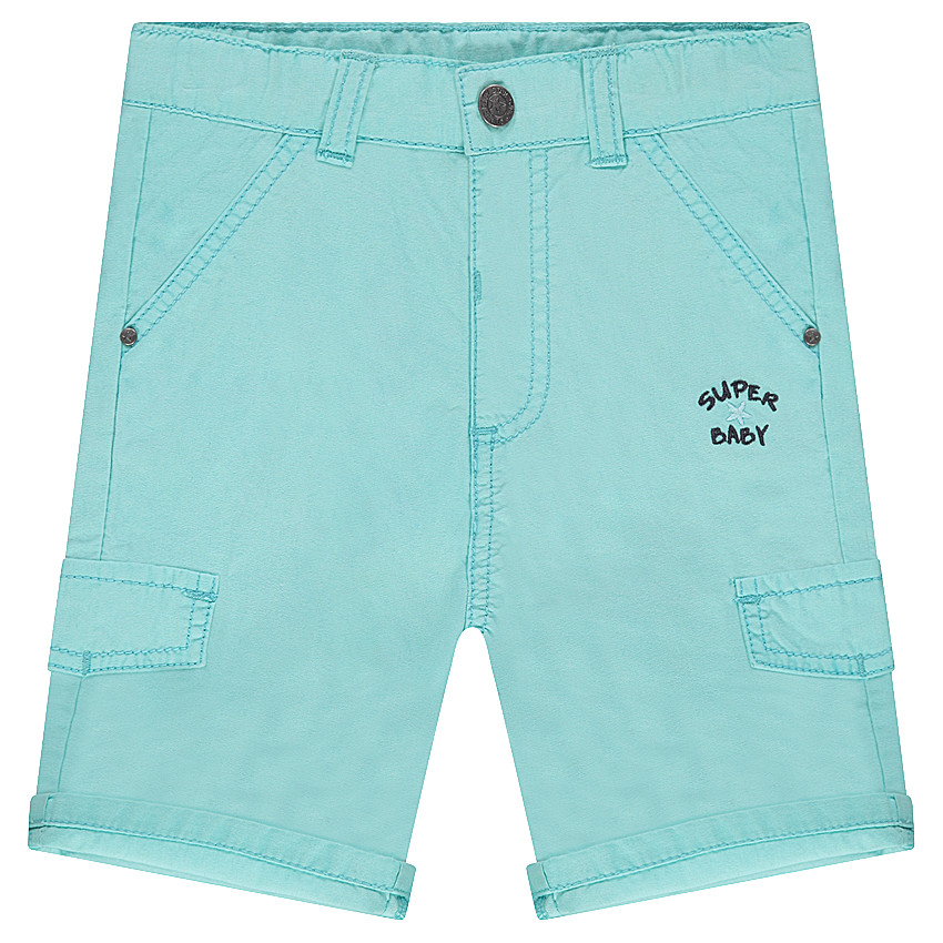 Bermudas de popelina de algodón teñido con bolsillos de fantasía 