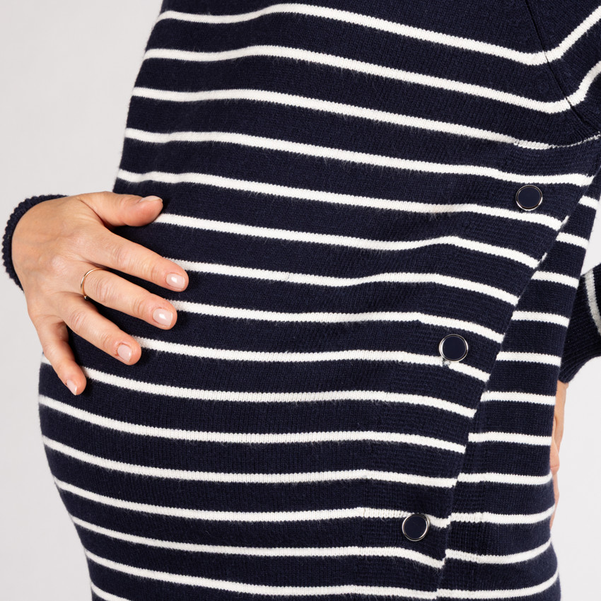 Jersey de lactancia de punto a rayas estilo marinero con cuello fantasía 