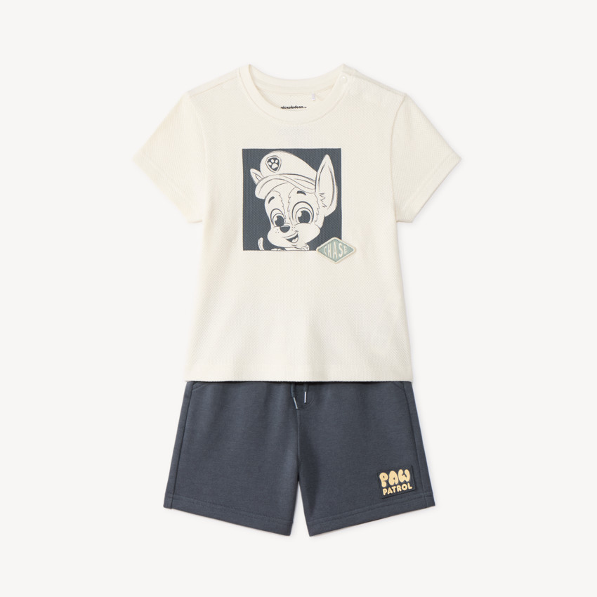 Conjunto de 2 piezas, camiseta + pantalón corto de la Patrulla Canina para bebé niño. 