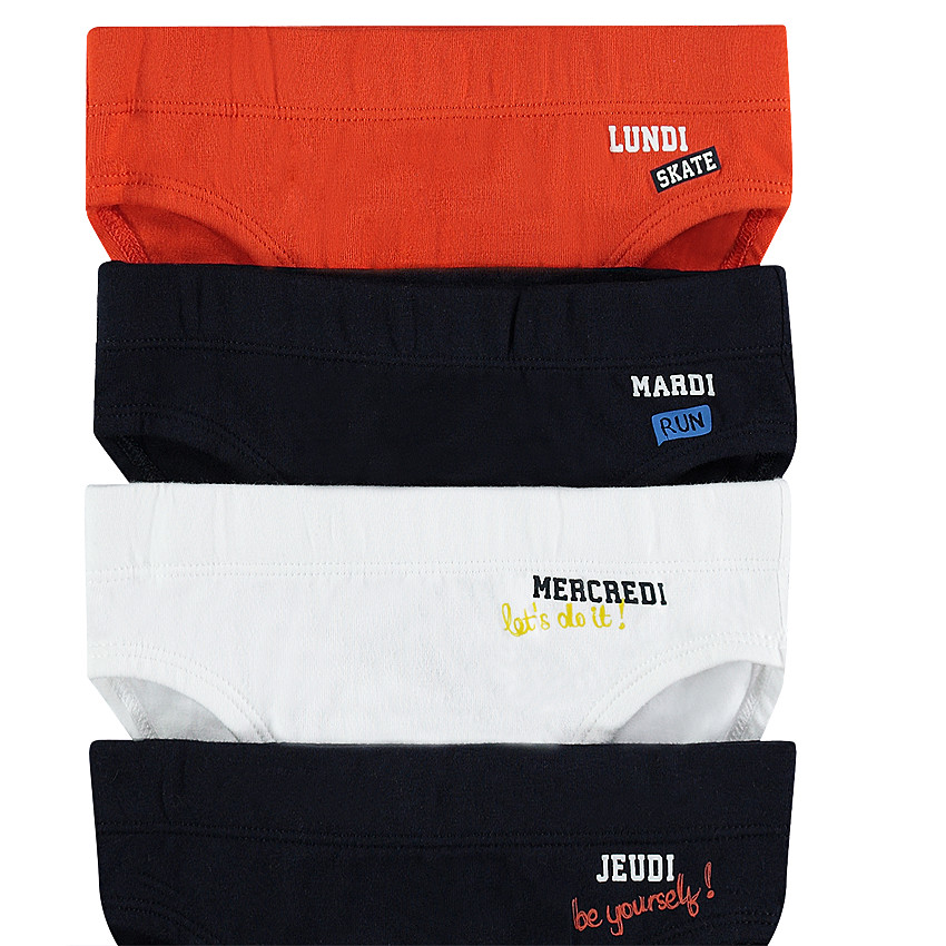 Juego de 7 slips de algodón con el día de la semana estampado 