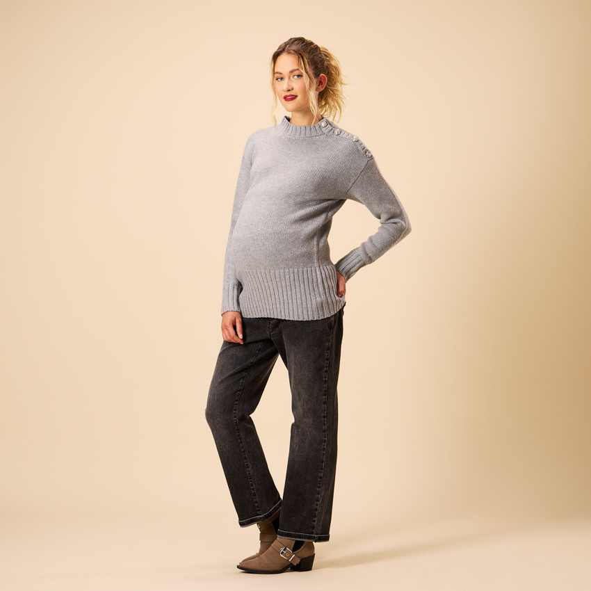 Suéter de punto con botones de strass para mujer 