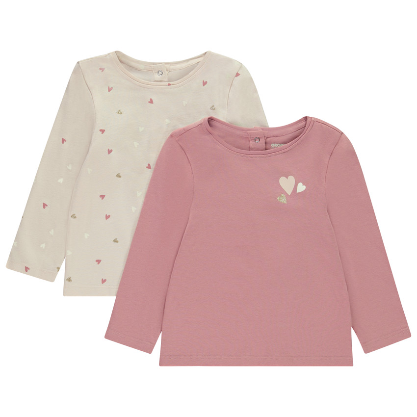 Pack de 2 camisetas de manga larga con motivo fantasía para bebé niña 