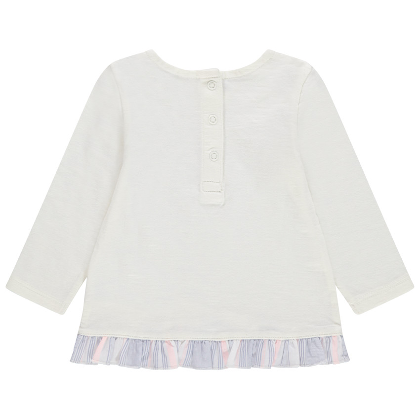 Camiseta de manga larga con solapas con volantes y mariposa estampada 