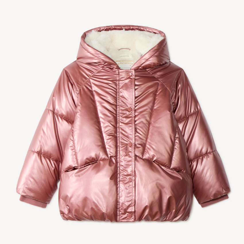 Chaqueta acolchada con capucha para niña, ideal para climas fríos. 