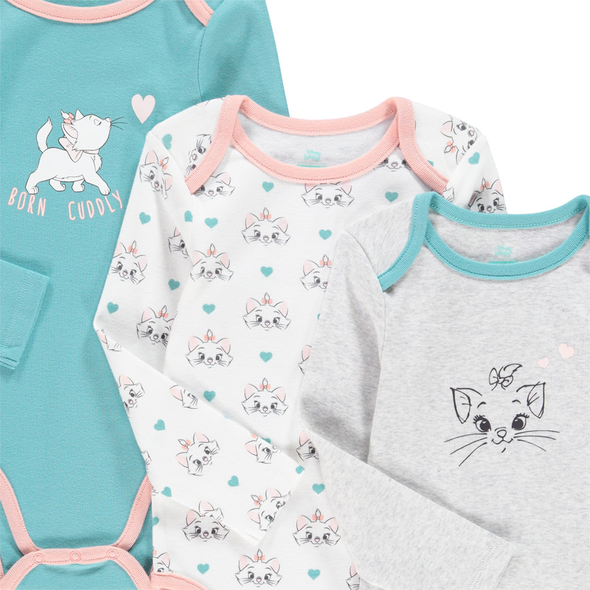 Pack de 3 bodies de algodón orgánico Marie Aristogatos 