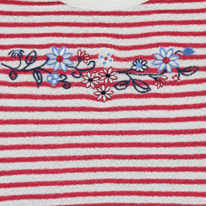 Tee-shirt manches longues rayé en jacquard effet dentelle 