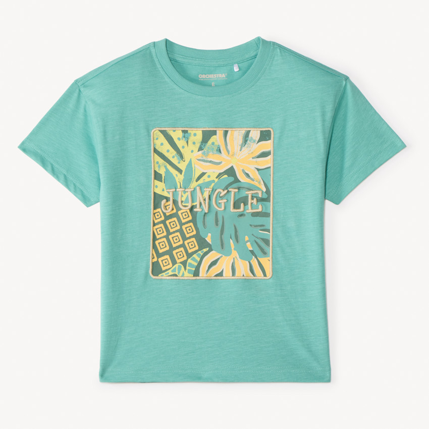 Camiseta de manga corta con estampado tropical fantasía para niño 