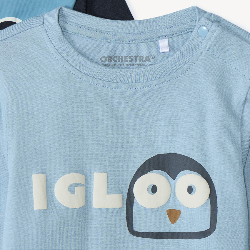 Lot de 4 t-shirts manches longues motifs pingouins pour bébé garçon 