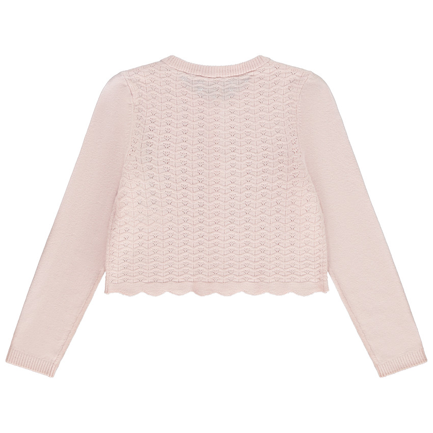 Chaleco corto de punto calado para niña 