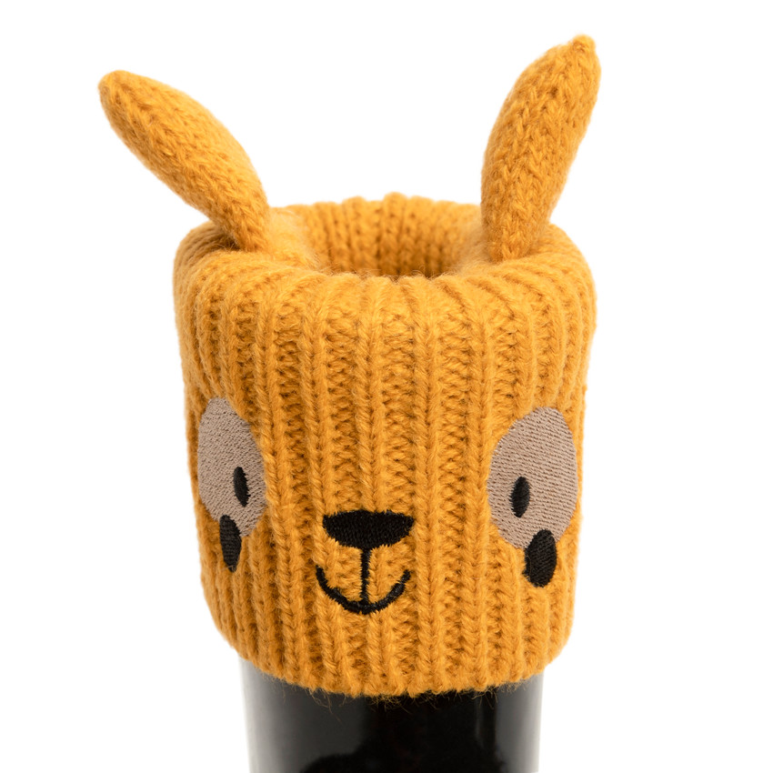 Botas de lluvia para niño con cuello de punto y estampado de zorro 