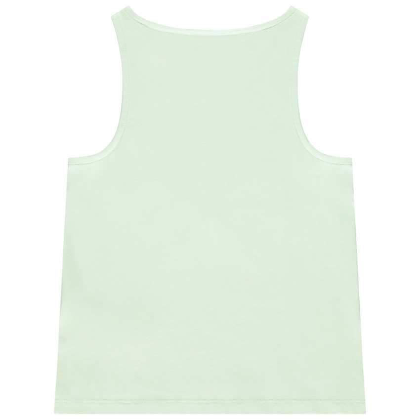 Camiseta sin mangas lisa con palmera bordada y flecos para niña 