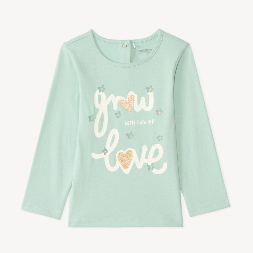 Camiseta de manga larga para bebé niña con estampado brillante y divertido. 