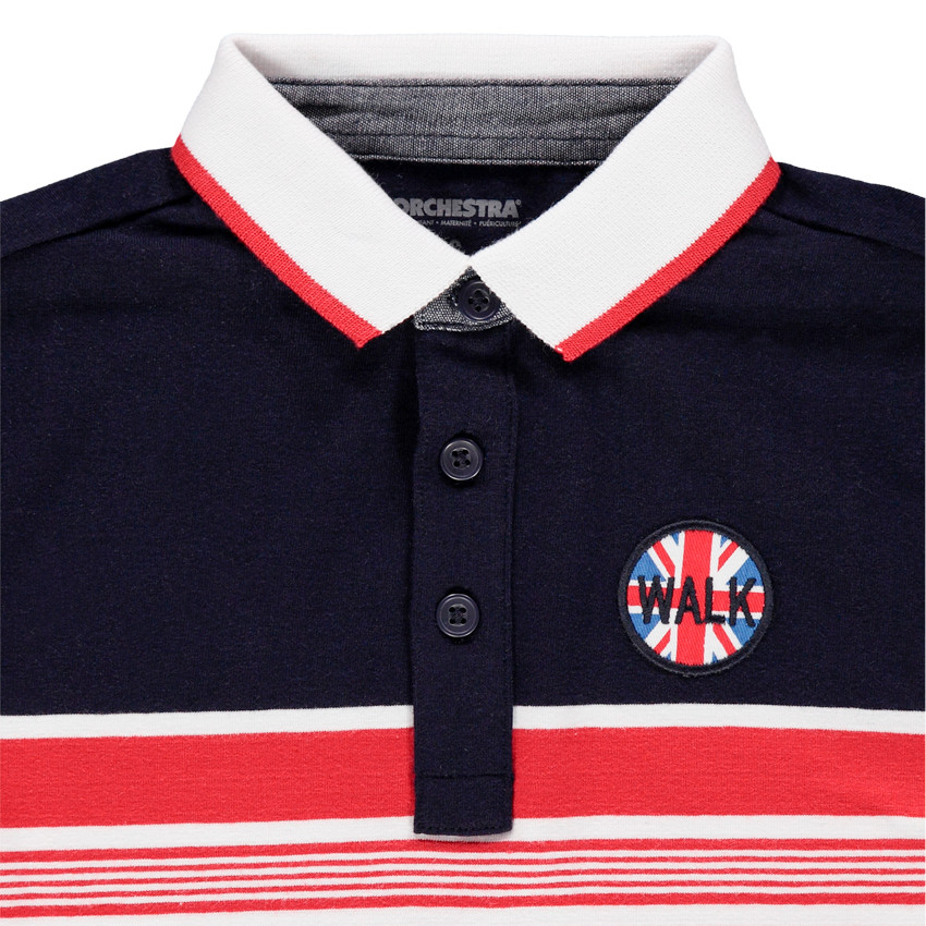 Polo manga larga rayas y parche 