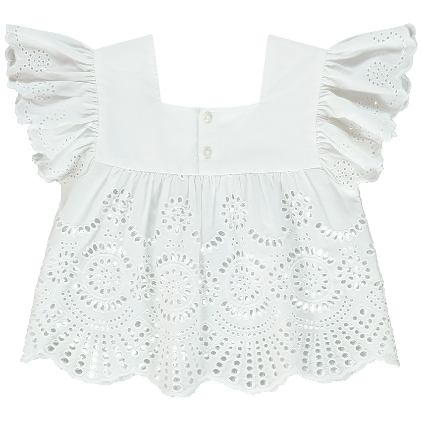 Túnica de gasa con mangas acampanadas y bordado inglés para niña  Additional Túnica de gasa con mangas acampanadas y bordado inglés para niña