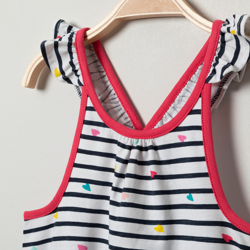 Vestido impreso con tirantes con volante para bebé niña 