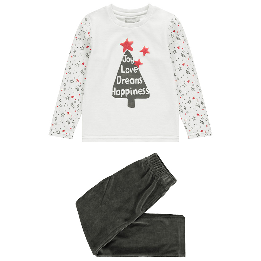 Pijama de terciopelo con abeto estampado de estilo navideño 