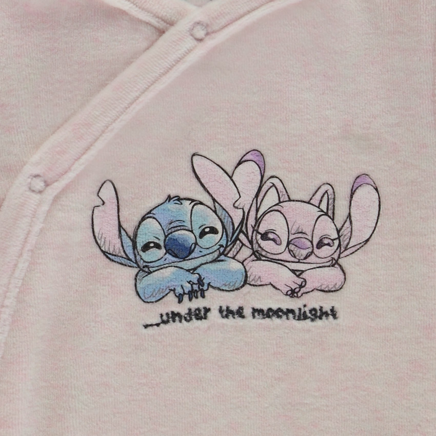Pelele de terciopelo Stitch & Angel Disney para niña con aberturas según la edad 