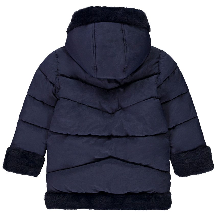 Chaqueta de niña bicolor con capucha y pelo sintético 