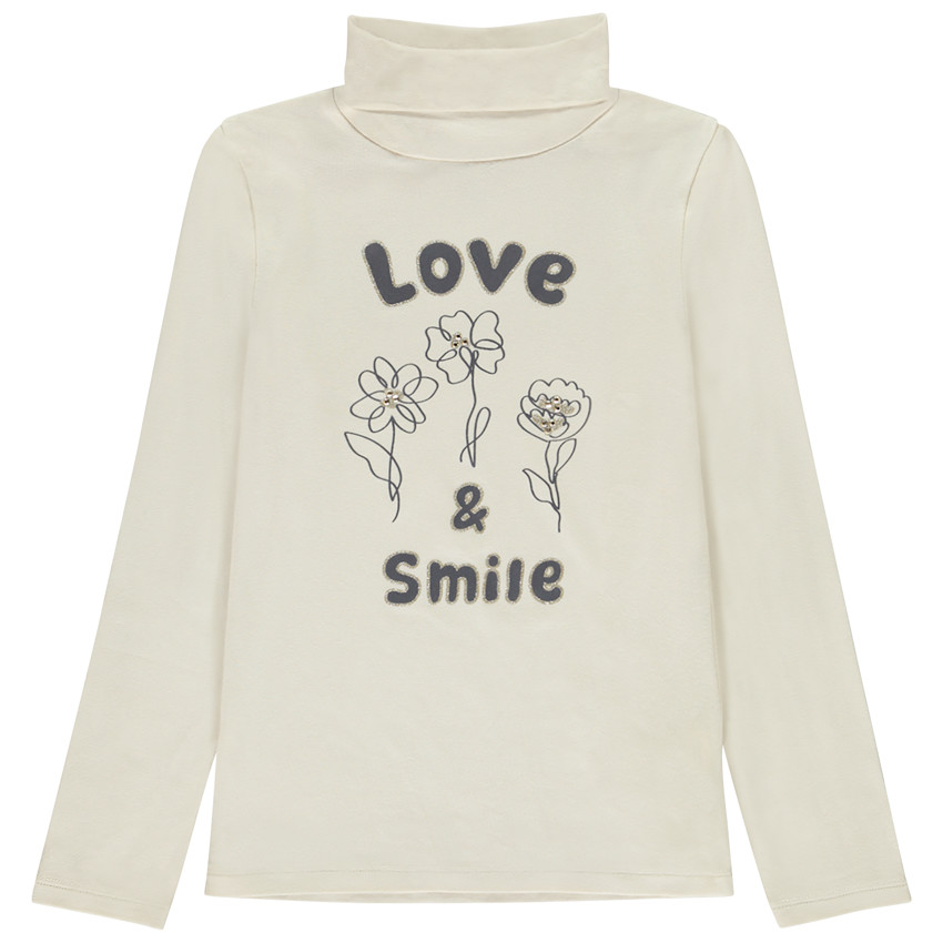 Pelele de niña con estampado de flores y strass en el cuello alto 