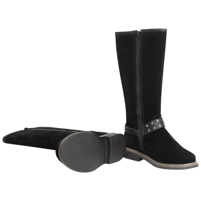 Bota efecto serraje tira con remaches 