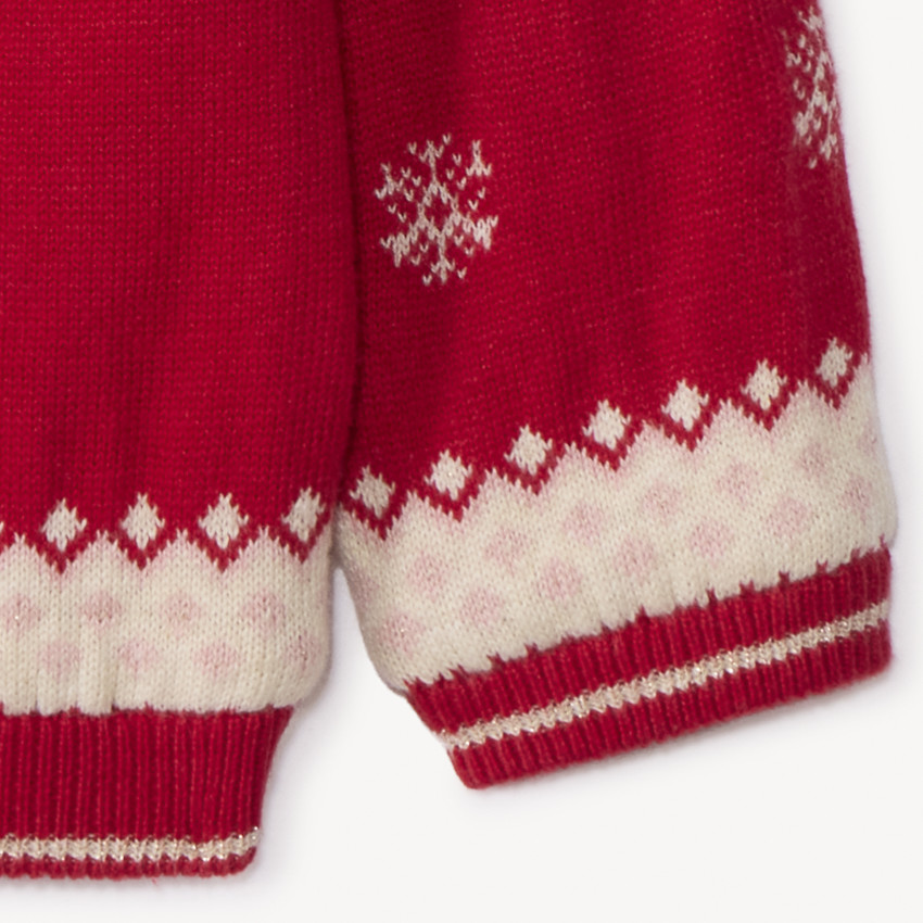 Pull de Noël en tricot jacquard doublé pour bébé fille 