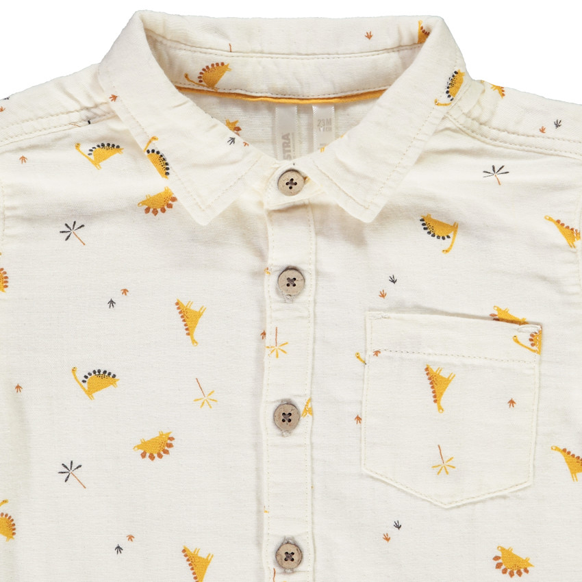 Conjunto de peto liso + camisa con estampado de dinosaurios para bebé niño 